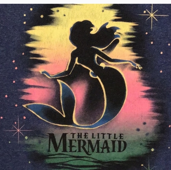 Disney's The Little Mermaid NWOT Graphic T Shirt Textured Glitter Outline - Picture 2 of 2